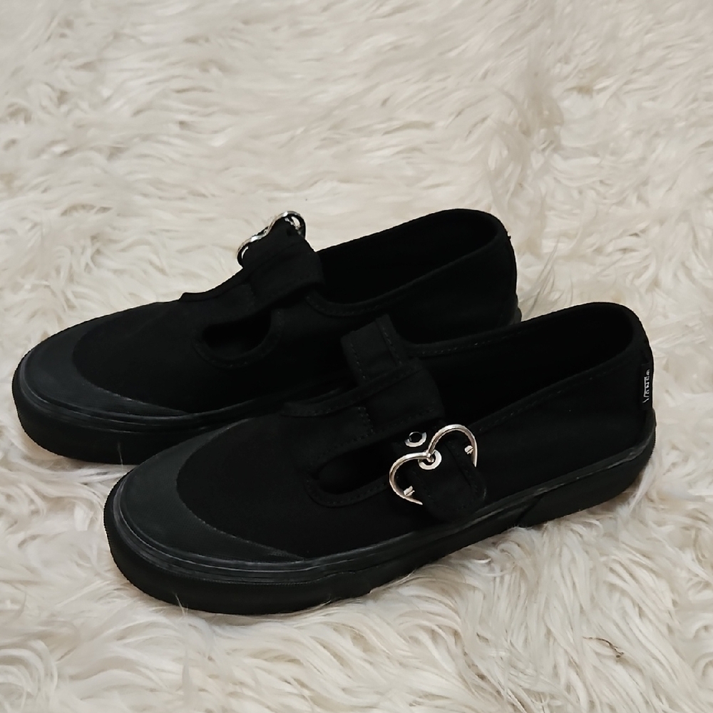 Vans Black Canvas Mary Jane Slip-On Shoes